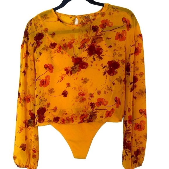 Aritzia Wilfred Cairo Gold/Raspberry Talmont Bodysuit - Picture 5 of 12